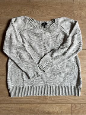MARBLE Cream Crewneck Cable Knit Sweater